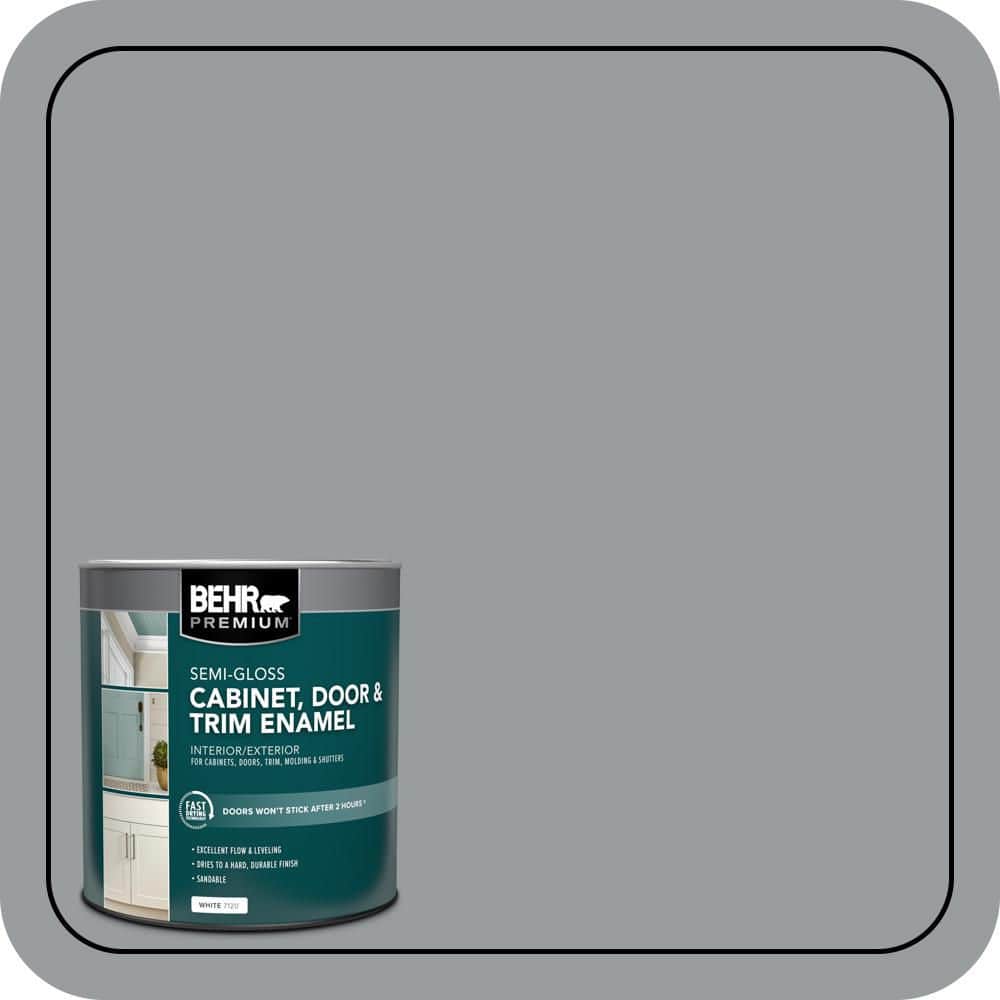 BEHR PREMIUM 1 qt. #N500-4 Pencil Sketch Semi-Gloss Enamel Interior/Exterior Cabinet, Door & Trim Paint