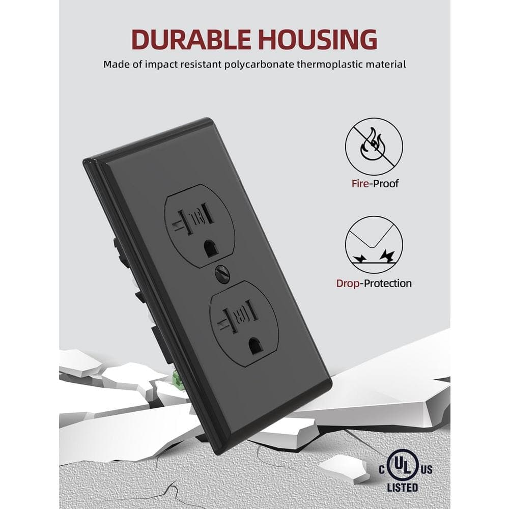 Lukyamzn Duplex Electrical Receptacle Outlet with Self-Grounding, Wall Plate Included, UL Listed (4)