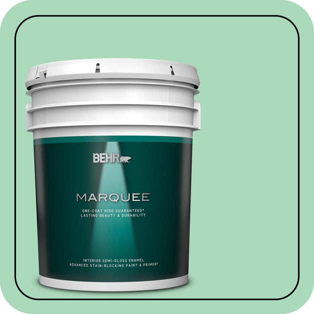 BEHR MARQUEE 5 gal. #P410-3 Shanghai Jade Semi-Gloss Enamel Interior Paint & Primer