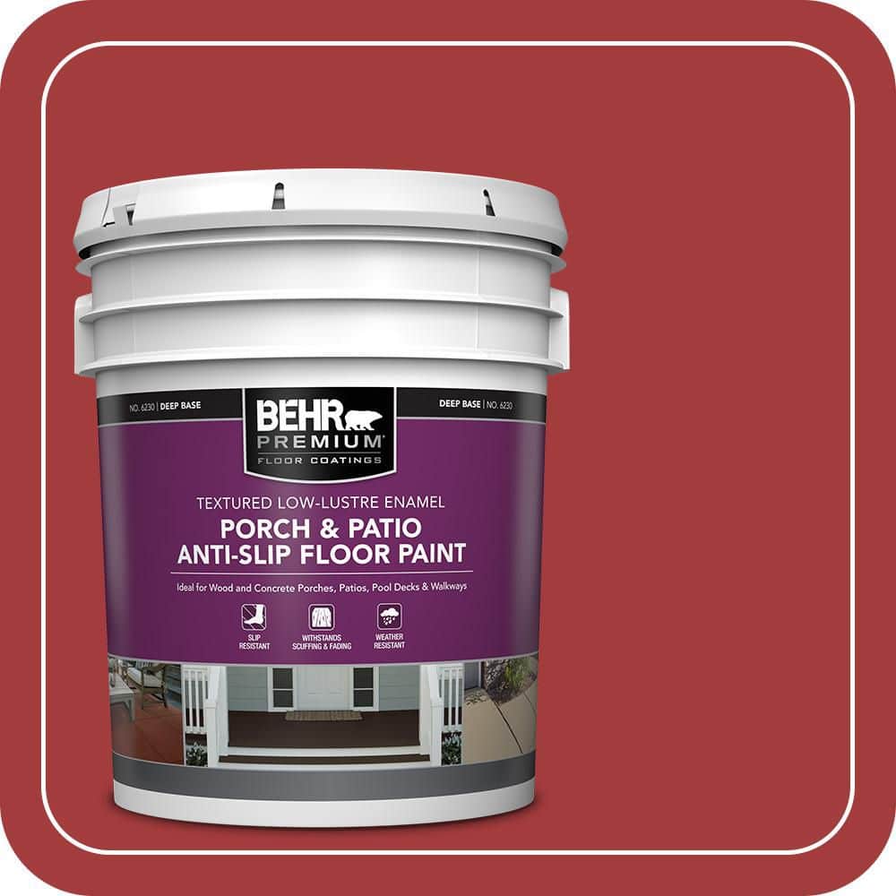 BEHR PREMIUM 5 gal. #PFC-03 Red Baron Textured Low-Lustre Enamel Interior/Exterior Porch and Patio Anti-Slip Floor Paint