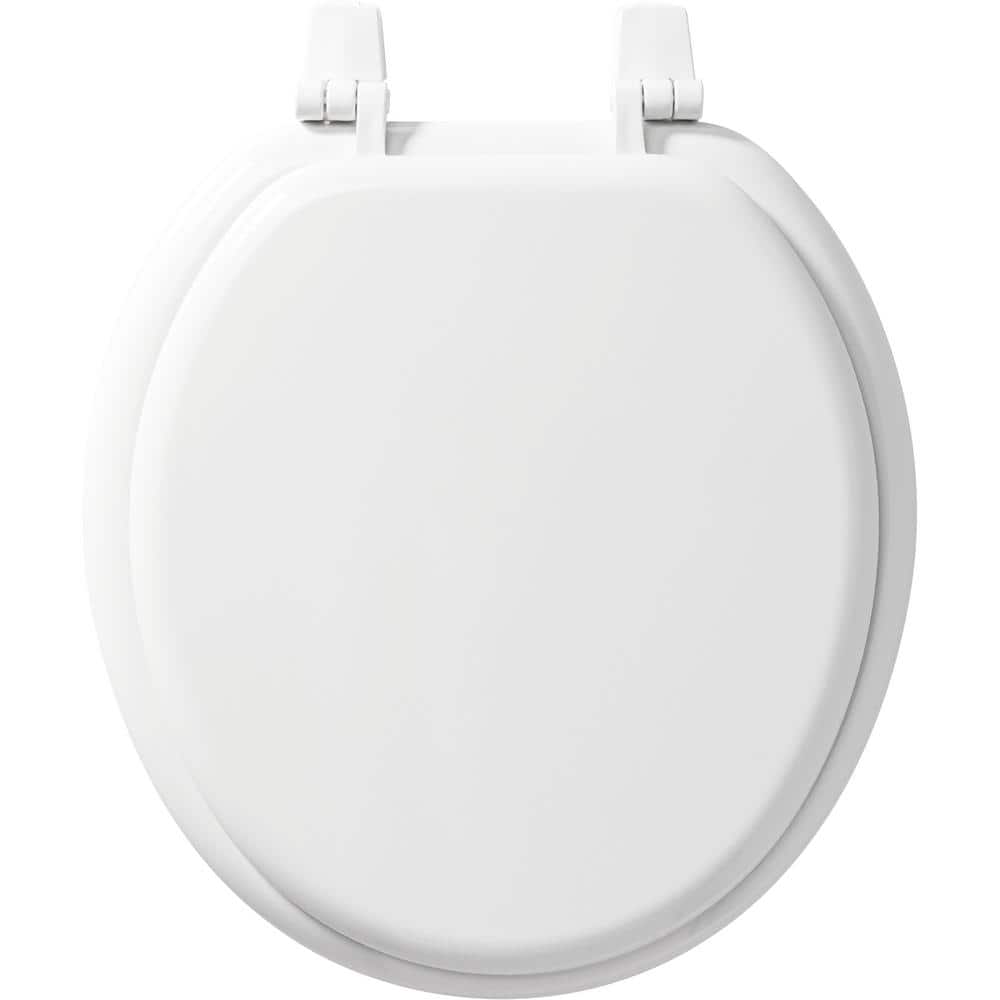 Unbranded Round Enameled Wood Toilet Seat in White (4)