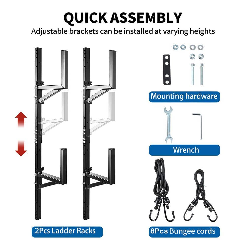 Helhom Ladder Rack for Trailer Fit for Cargo Open, Enclosed Trailer Exterior Side Wall, Side Ladder Rack, Quick Assembly (3)