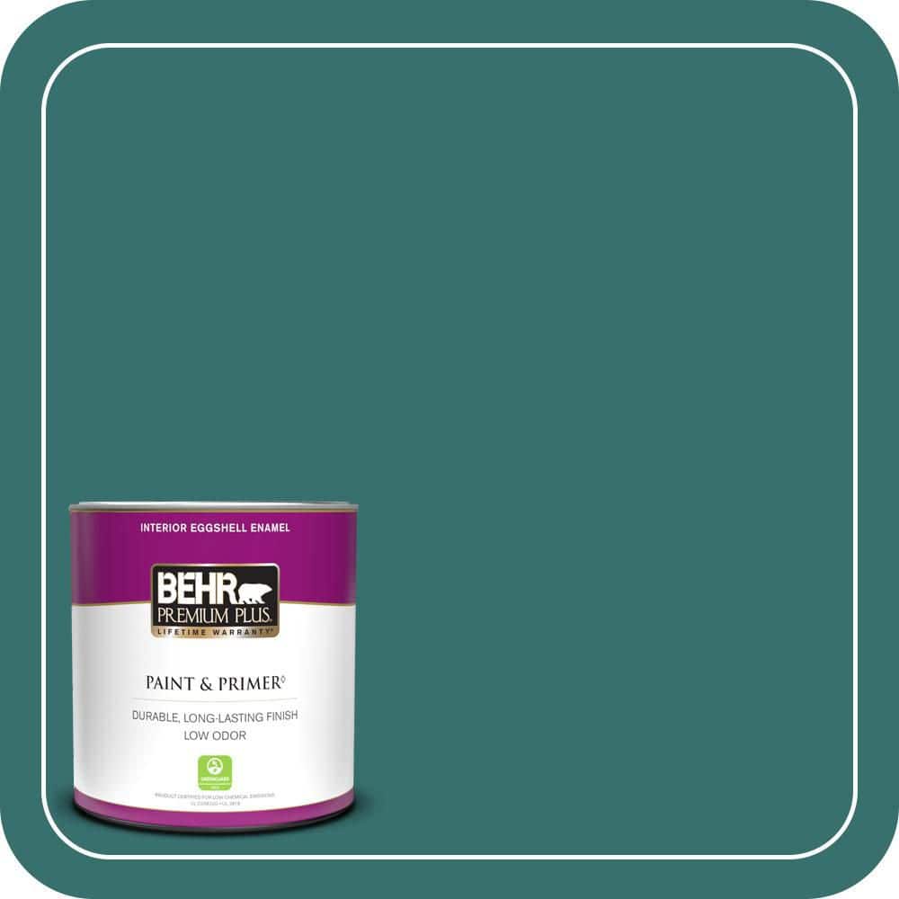 BEHR PREMIUM PLUS 1 qt. #500D-7 Caribbean Green Eggshell Enamel Low Odor Interior Paint & Primer