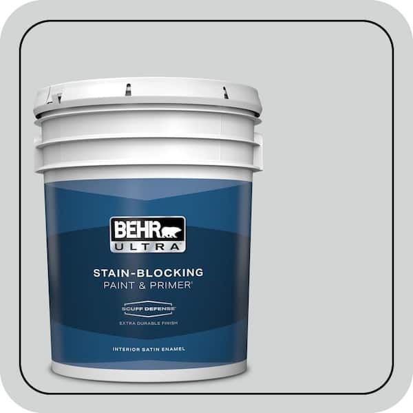 BEHR ULTRA 5 gal. #N450-1 Evaporation Extra Durable Satin Enamel Interior Paint & Primer (2)