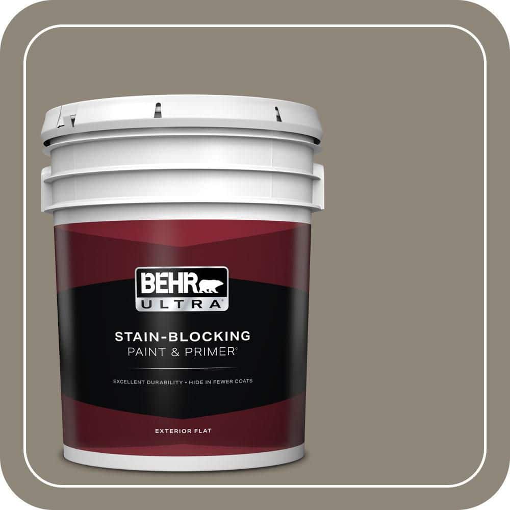 BEHR ULTRA 5 gal. #T16-08 Fifth Olive-Nue Flat Exterior Paint & Primer