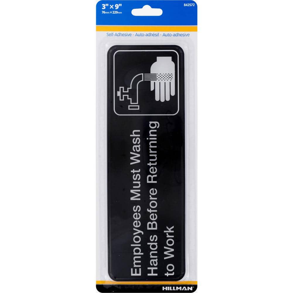 Hillman 3 in. x 9 in. Employees Must Wash Hands Sign (2)