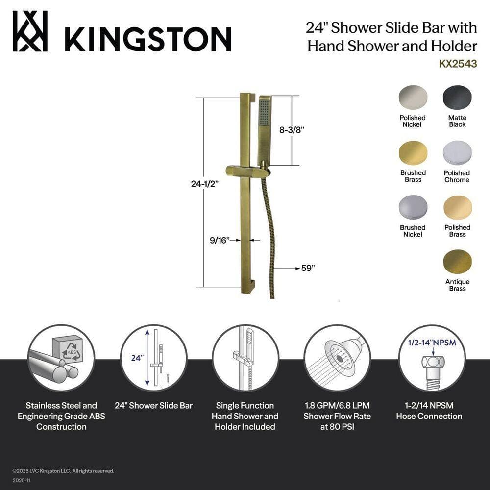 Kingston Brass Vilbosch 24 in. Shower Slide Bar in Matte Black (2)