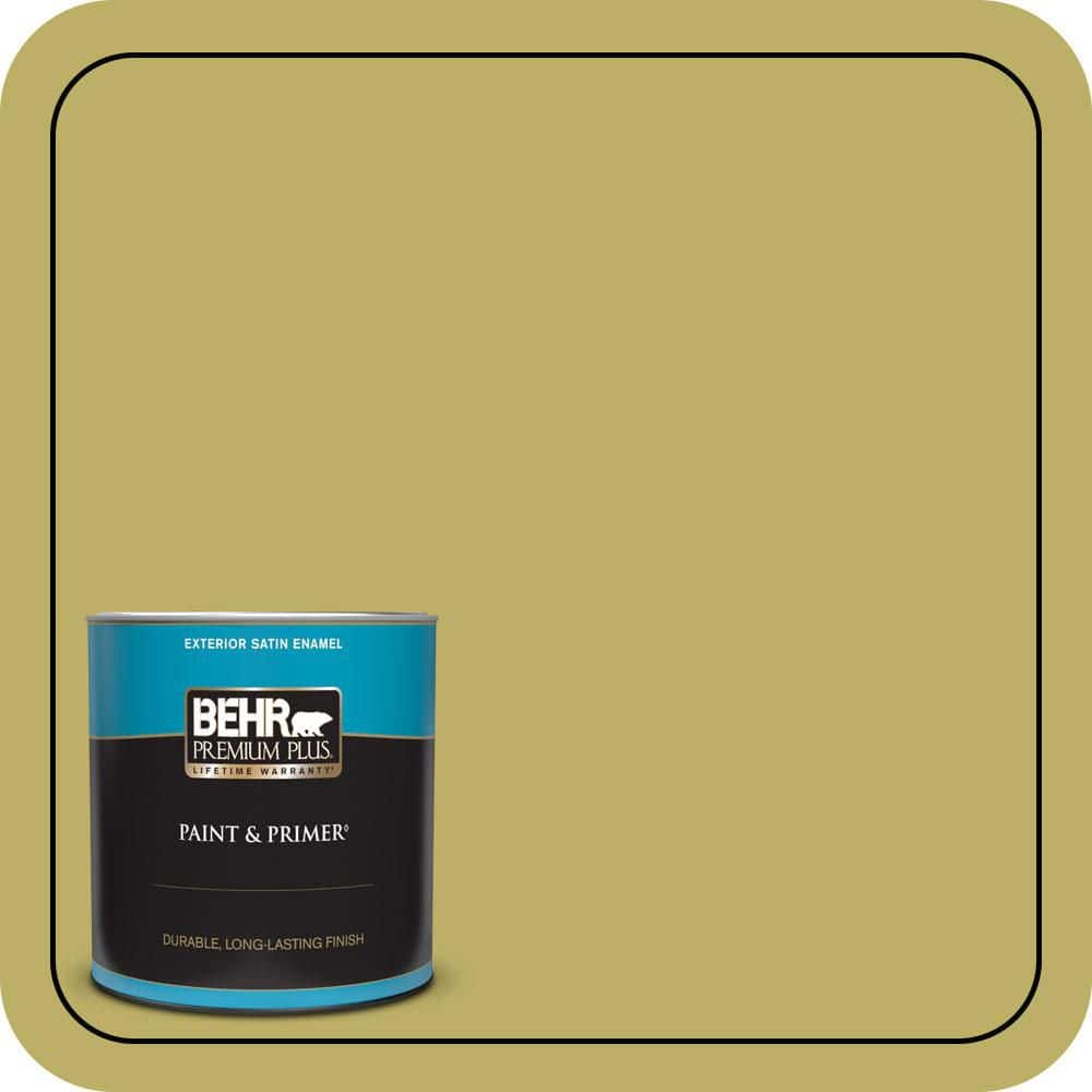 BEHR PREMIUM PLUS 1 qt. #MQ4-42 Pistachio Satin Enamel Exterior Paint & Primer