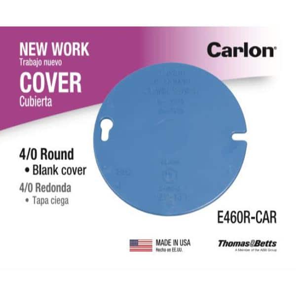 Carlon 4 in. Electrical PVC Blue Round Blank Electrical Box Cover (3)