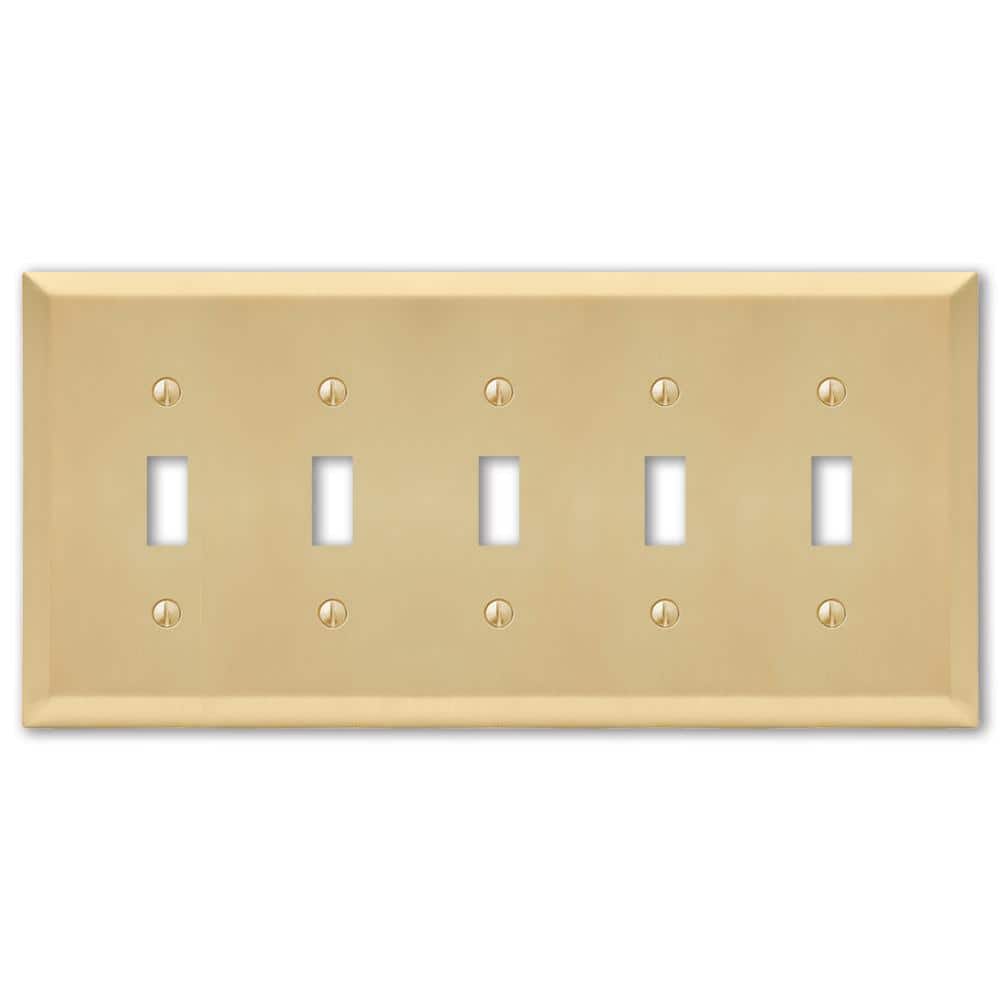 AMERELLE Metallic 5 Gang Toggle Steel Wall Plate - Satin Brass