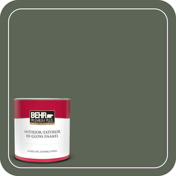 BEHR PREMIUM PLUS 1 qt. #T13-16 Pine Cone Pass Hi-Gloss Enamel Interior/Exterior Paint & Primer (2)