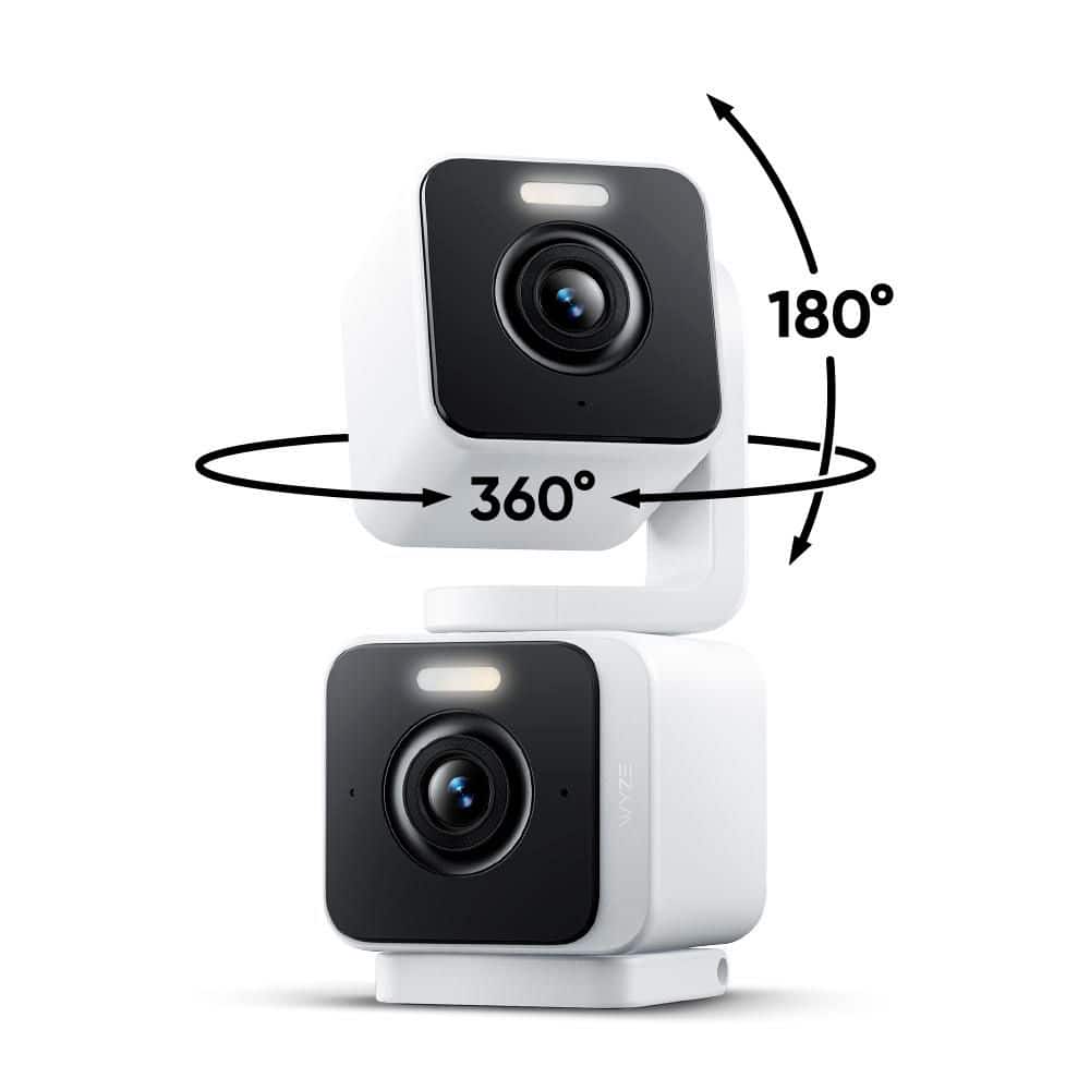 Wyze Pan Cam Duo, Dual Cam Indoor/Outdoor, Plug-in 2K Security Camera with Pan/Tilt/Zoom, Color Night Vision, and Spotlight