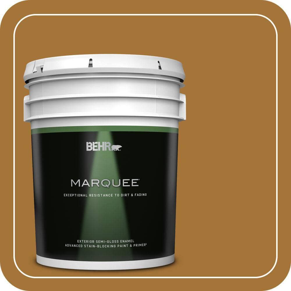 BEHR MARQUEE 5 gal. #310D-7 Mayan Gold Semi-Gloss Enamel Exterior Paint & Primer