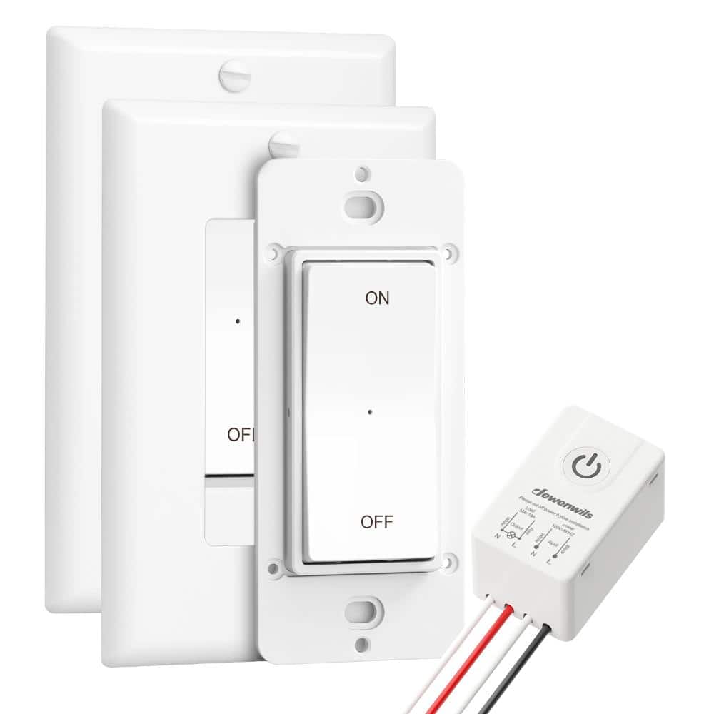 DEWENWILS 15A Wireless Remote Control Light Switch and Receiver Kit for Ceiling Lights, Fans, Lamps, 100 ft. RF Range (2)