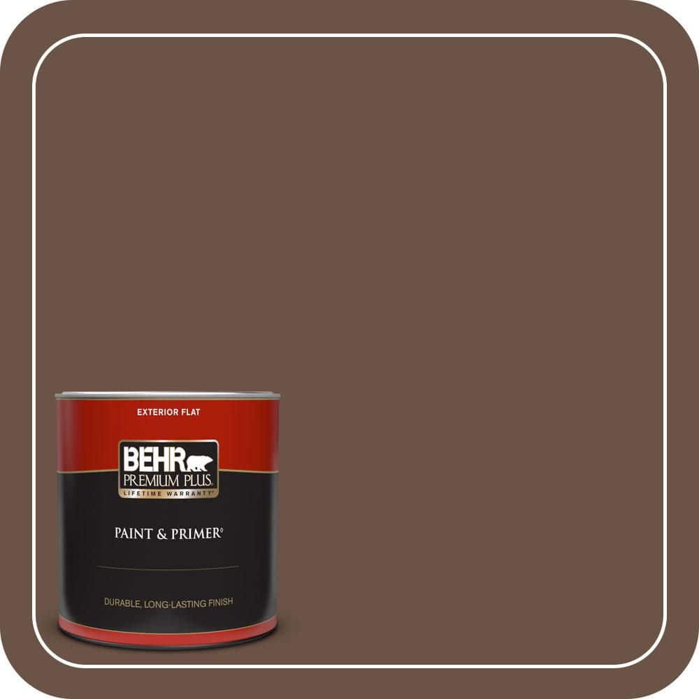 BEHR PREMIUM PLUS 1 qt. #N190-7 Moose Trail Flat Exterior Paint & Primer