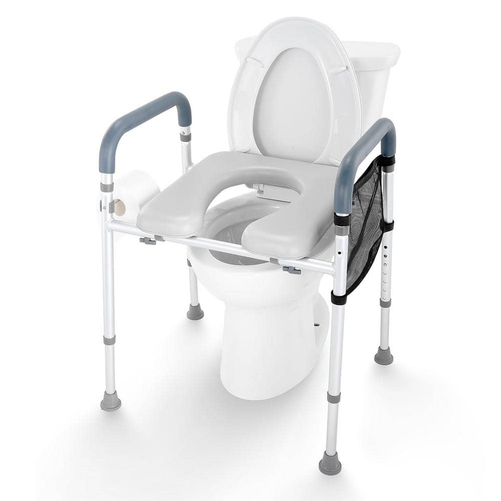 SVOPES Raised Toilet Seat 7-Position Height Adjustment 350 lbs. Capacity Padded Aluminum Frame non-Electric Waterless Toilet