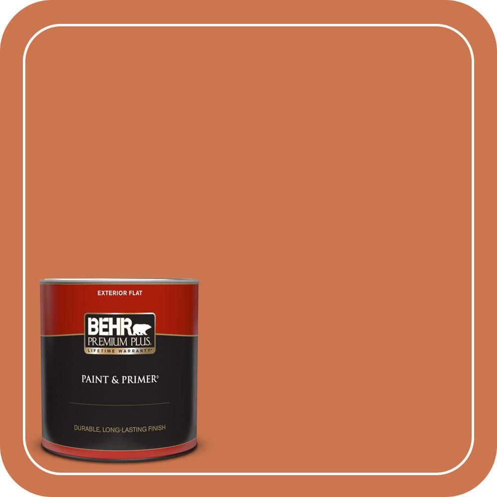 BEHR PREMIUM PLUS 1 qt. #PMD-103 Sweet Carrot Flat Exterior Paint & Primer