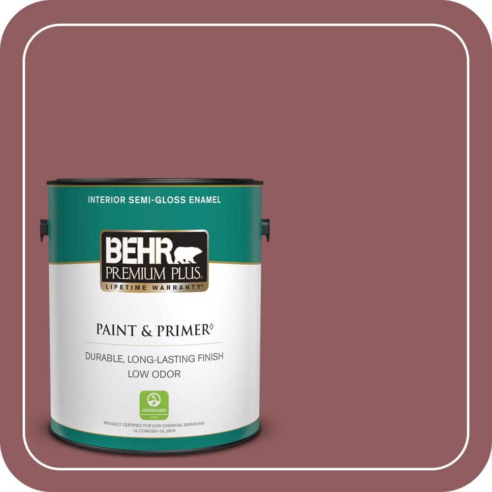 BEHR PREMIUM PLUS 1 gal. #S130-6 Spiced Potpourri Semi-Gloss Enamel Low Odor Interior Paint & Primer