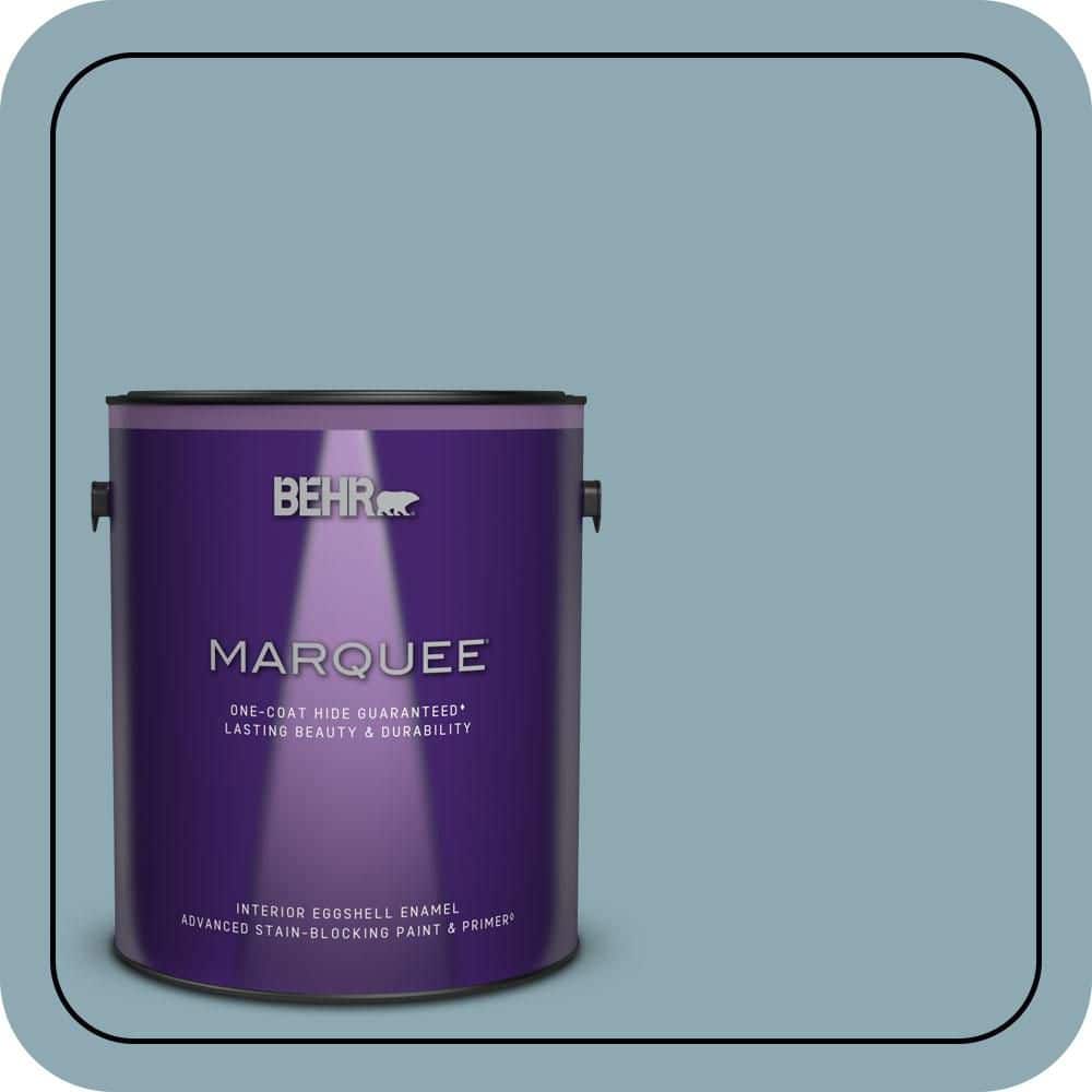 BEHR MARQUEE 1 gal. #530F-4 Newport Blue Eggshell Enamel Interior Paint & Primer