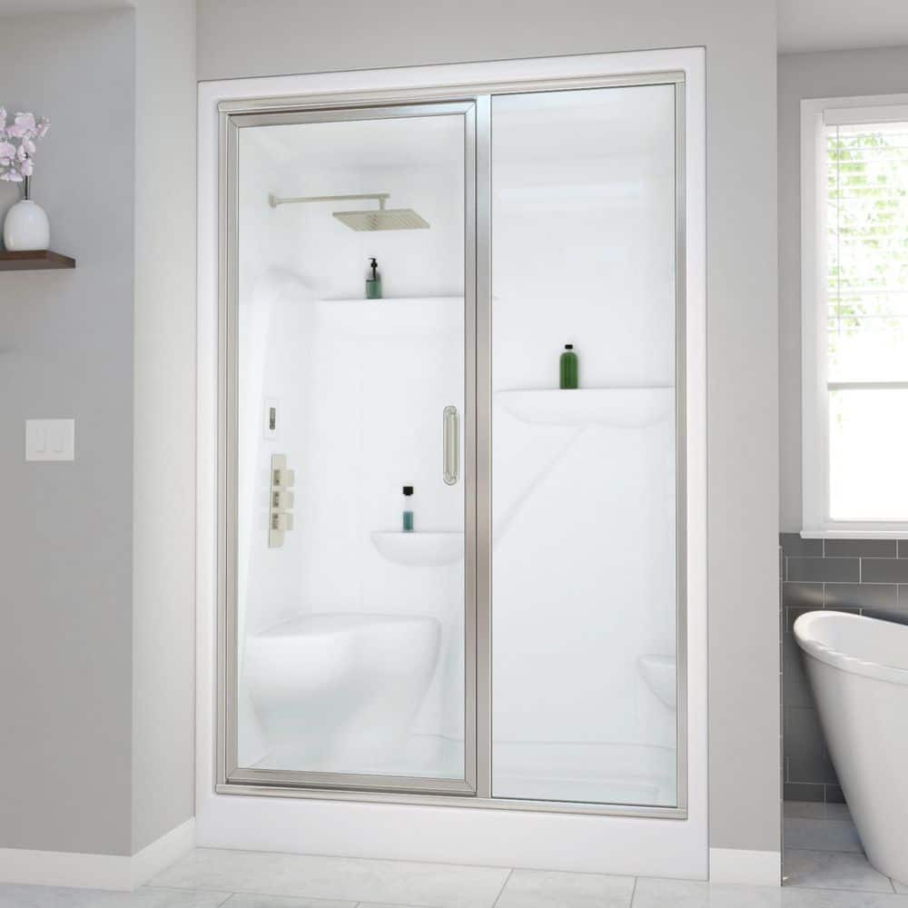 Aquatic Lomita 60 in. L x 36 in. W x 87 in. H Steam Shower Enclosure in White, Right Drain, Brushed Nickel (1)