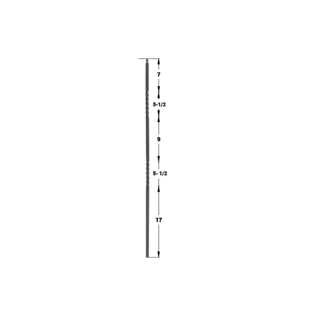 EVERMARK Stair Parts 44 in. x 5/8 in. Satin Black Double Twist Iron Baluster for Stair Remodel (2)