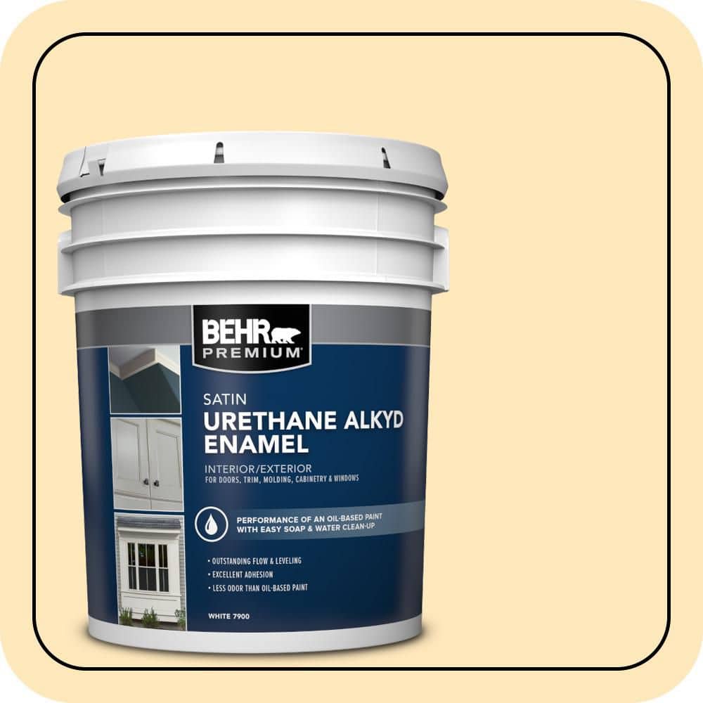 BEHR PREMIUM 5 gal. #310A-2 Gold Buttercup Urethane Alkyd Satin Enamel Interior/Exterior Paint