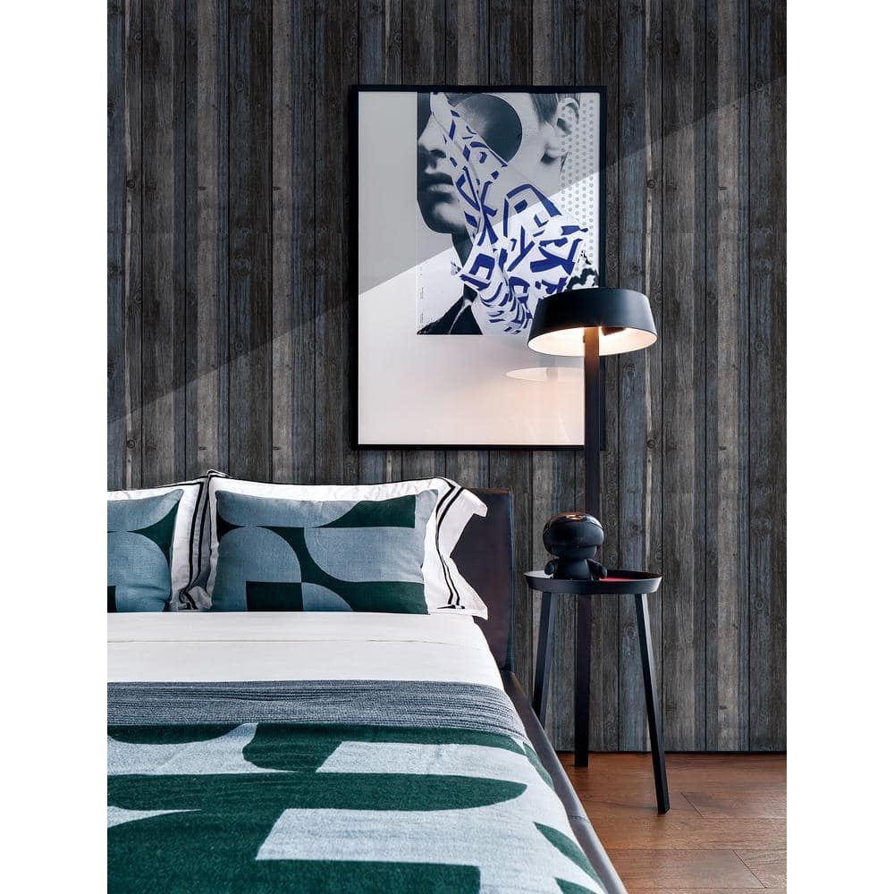Dundee Deco Falkirk Jura III 1/4 in. 28 in. 28 in. Peel & Stick Blue Beige Faux Wood PE Foam Decorative Wall Paneling (2)