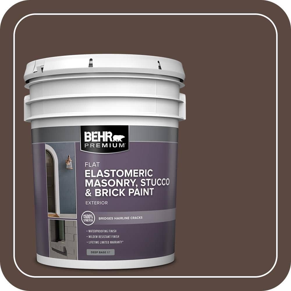 BEHR PREMIUM 5 gal. #N170-7 Baronial Brown Elastomeric Masonry, Stucco and Brick Exterior Paint (1)