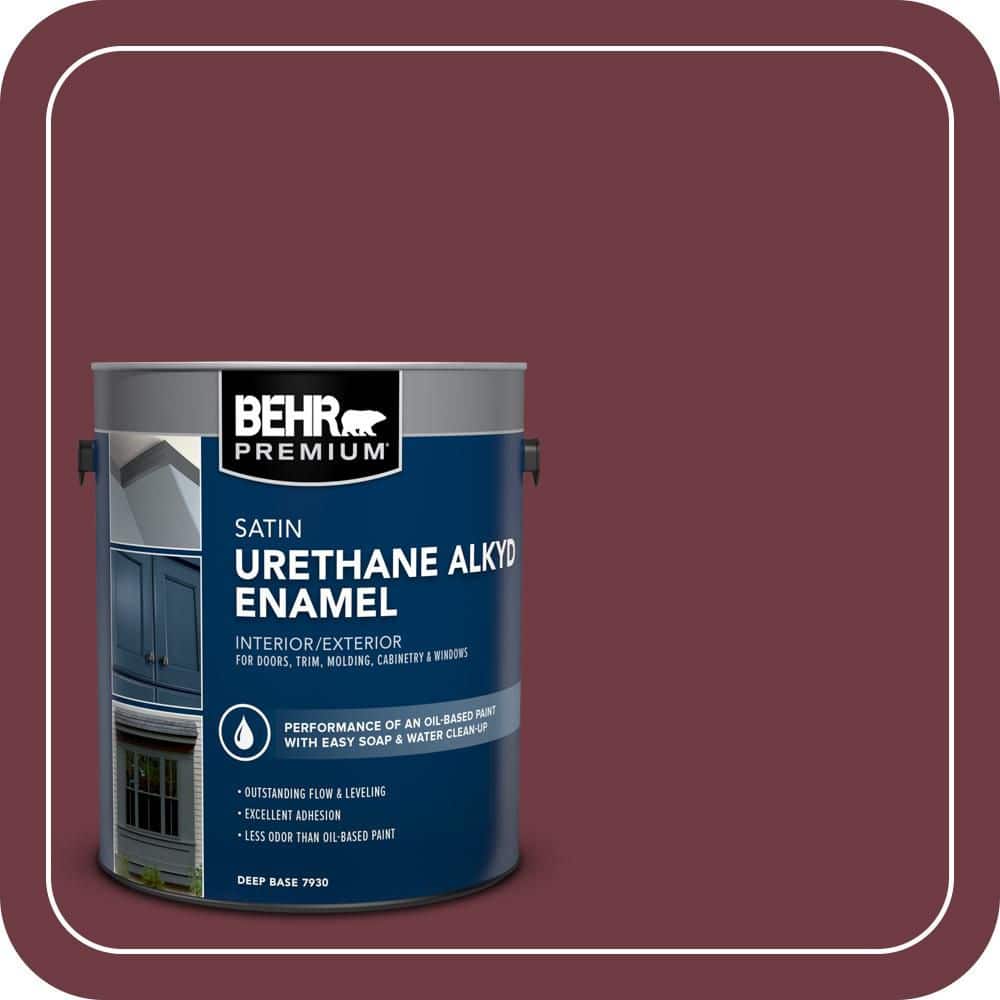 BEHR PREMIUM 1 gal. #BXC-90 Wild Cranberry Urethane Alkyd Satin Enamel Interior/Exterior Paint