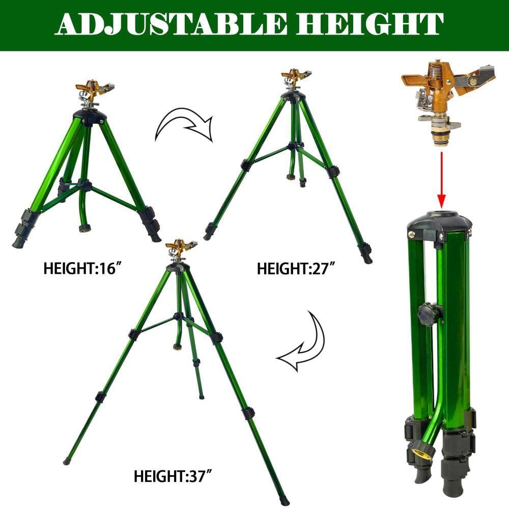 Unbranded 16 in. to 37 in. Impact Sprinkler Adjustable Tripod Light Green 1 Piece (2)