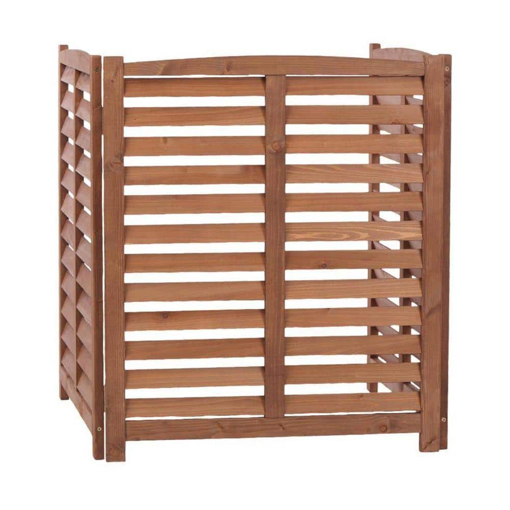cenadinz 3-Panel Privacy Fence Screen Brown Mesh Fabric for Air Conditioner Fence (1)