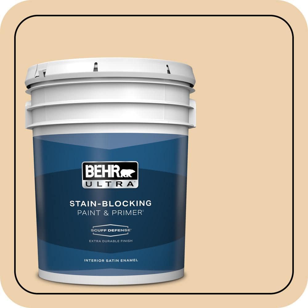 BEHR ULTRA 5 gal. #MQ3-43 Ceramic Beige Extra Durable Satin Enamel Interior Paint & Primer