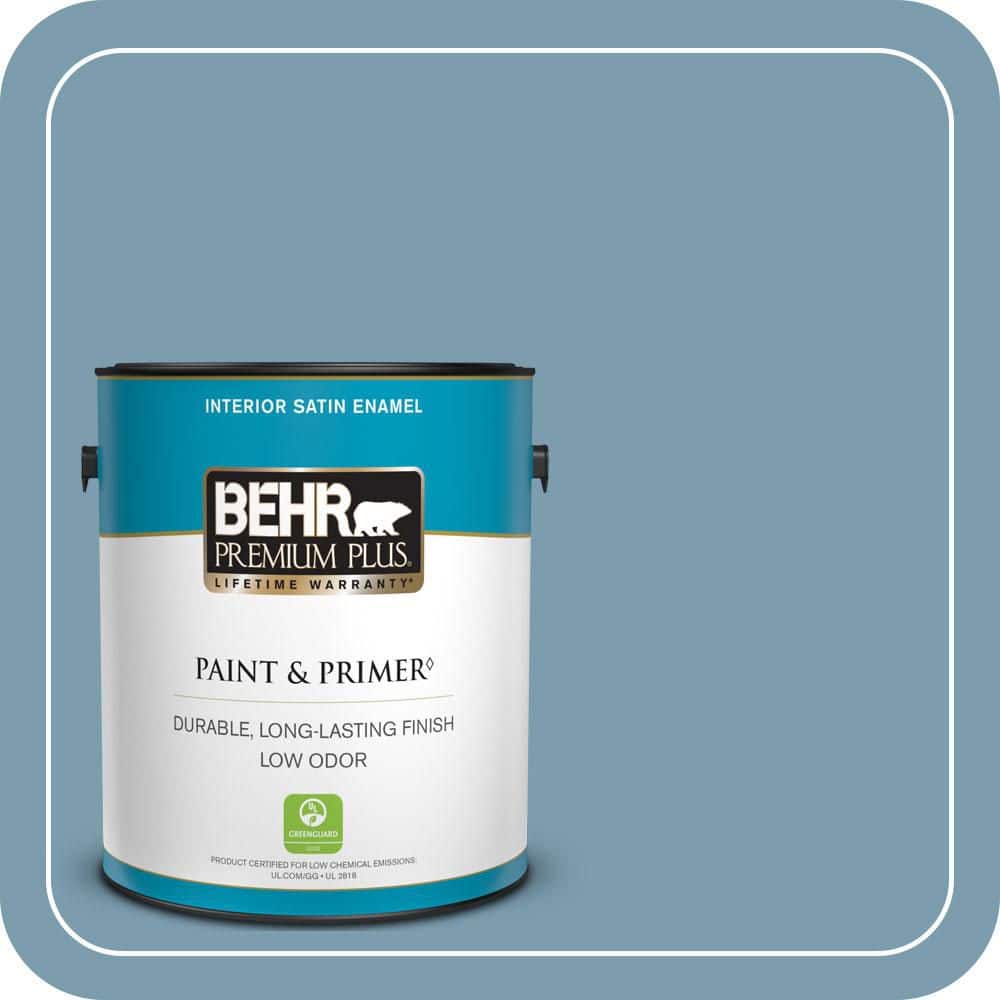 BEHR PREMIUM PLUS 1 gal. #550F-4 Cool Dusk Satin Enamel Low Odor Interior Paint & Primer