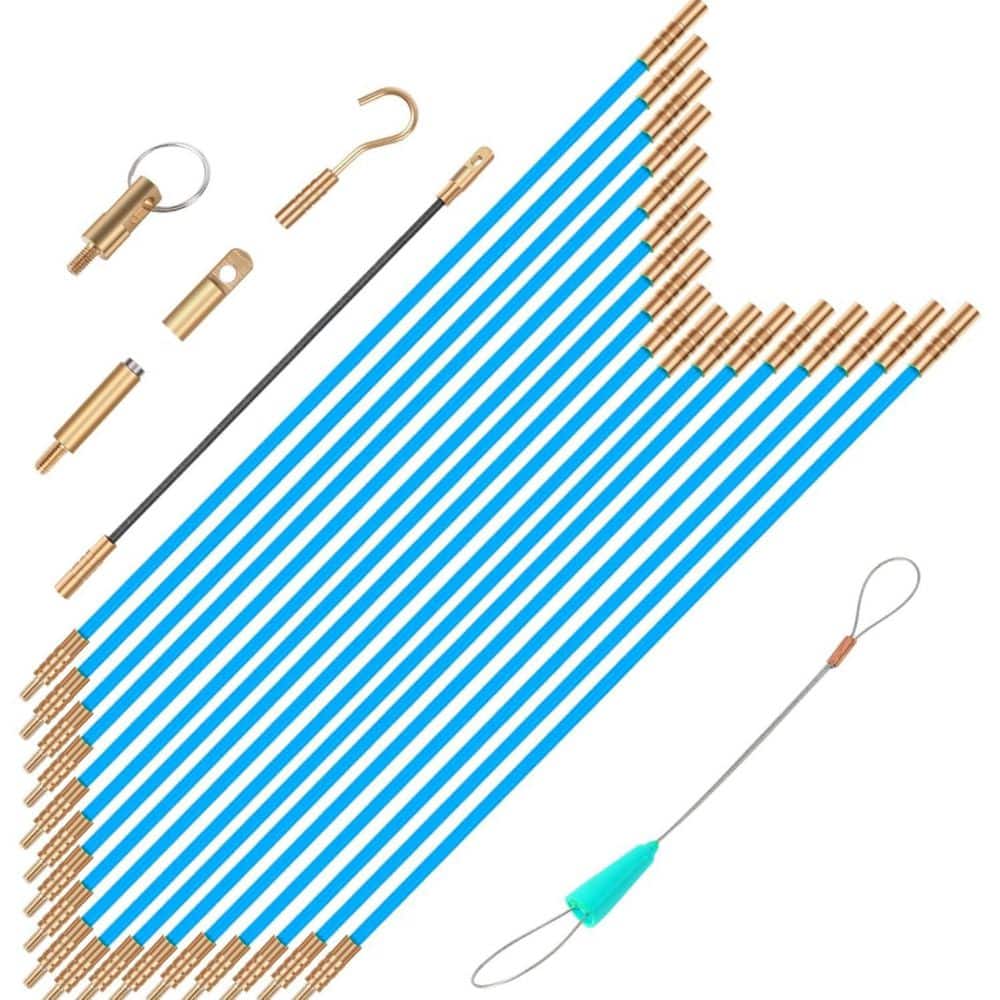 Yichuhaoxi 23.8 ft. Fiberglass Electrical Wire Cable Glow Rods Fish Tape Kit with 6 Attachments for Wire Pulling Blue (1)