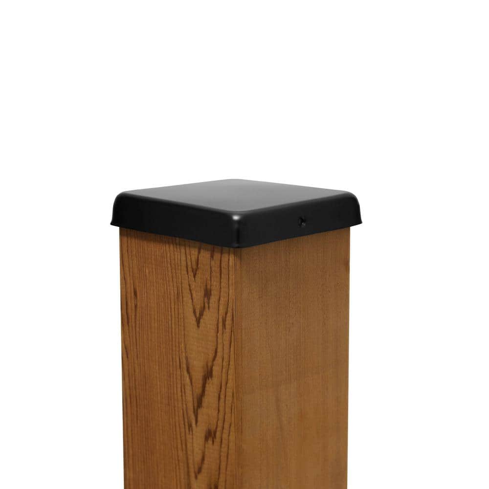 Protectyte 6 in. x 6 in. Black Stainless Steel Flat Top Post Cap with 3/4 in. Lip (2)