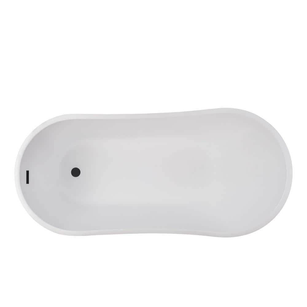 Vanity Art Domme 59 in. x 28.3 in. Acrylic Flatbottom Freestanding Soaking Bathtub with Right Drain in White/Matte Black (2)