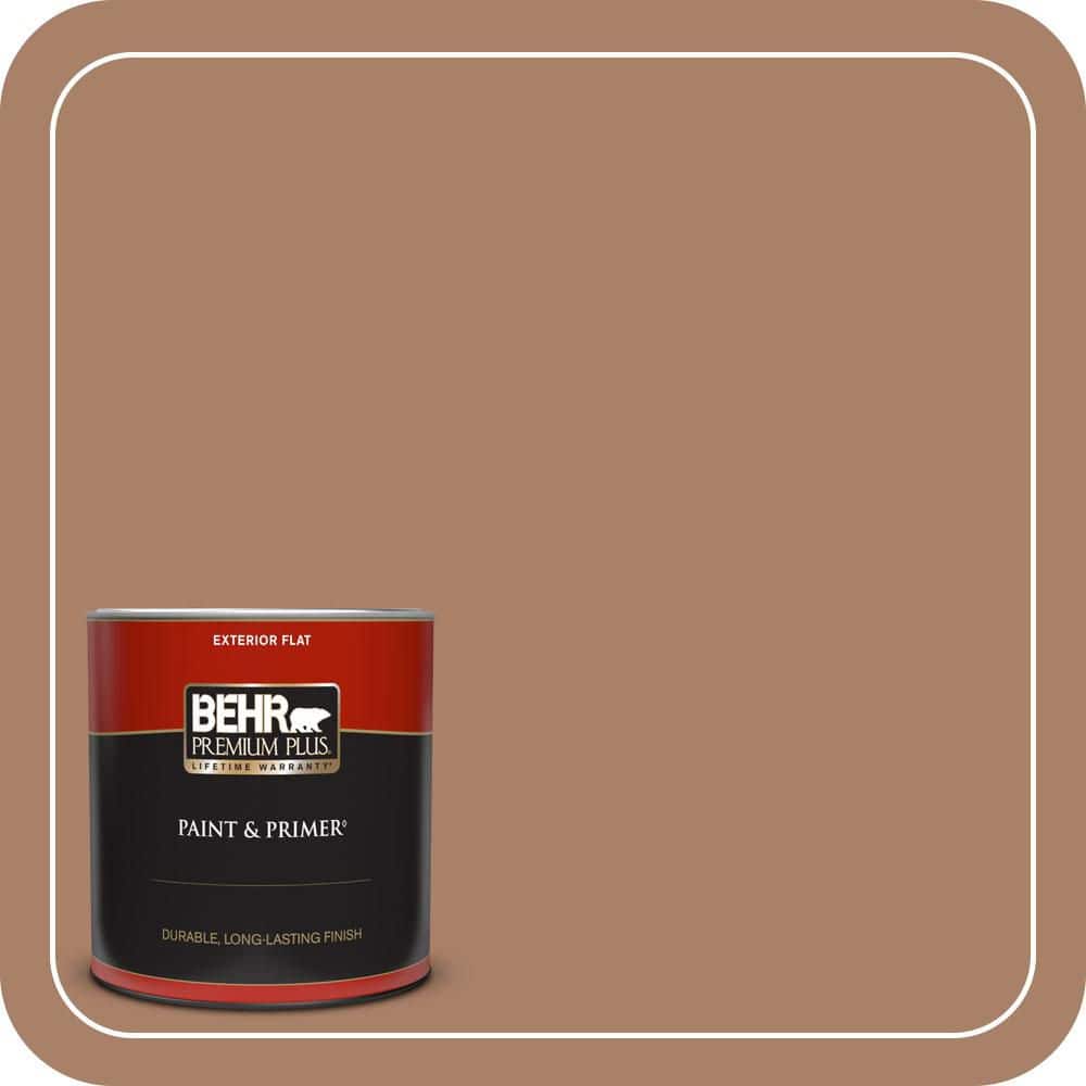 BEHR PREMIUM PLUS 1 qt. #MQ2-42 Warm Cognac Flat Exterior Paint & Primer