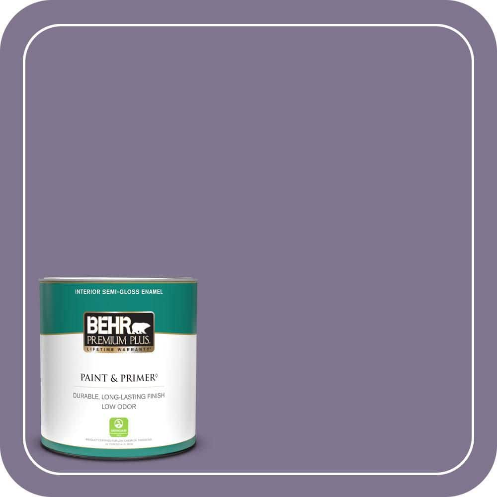 BEHR PREMIUM PLUS 1 qt. #650F-5 Purple Statice Semi-Gloss Enamel Low Odor Interior Paint & Primer