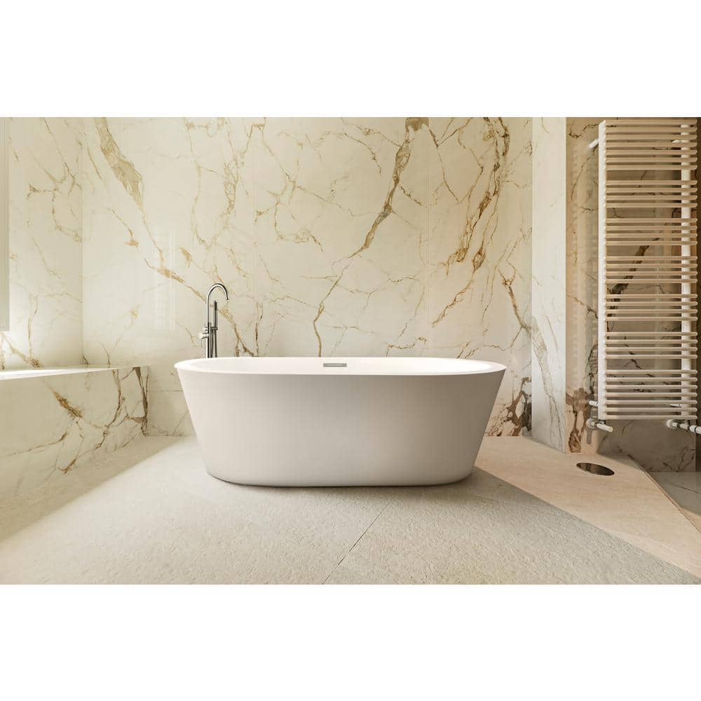 Lexora Lure 67 in. Freestanding Acrylic Flatbottom Soaking Bathtub in White (3)