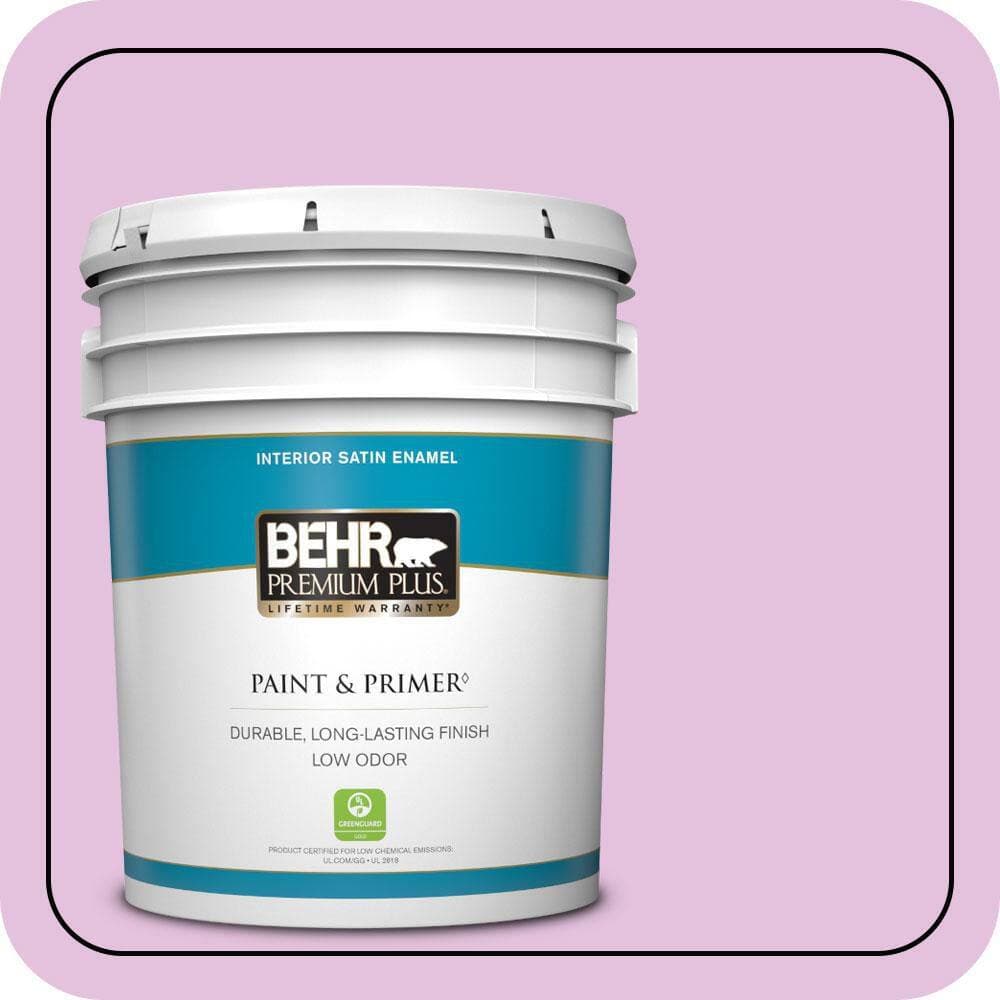 BEHR PREMIUM PLUS 5 gal. #P110-2 Girl Talk Satin Enamel Low Odor Interior Paint & Primer