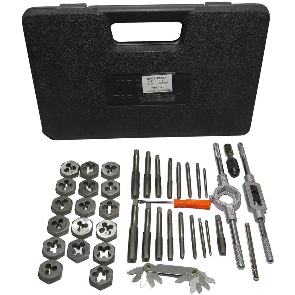 Drill America #4 - 1/2 in. Hex Dies Carbon Steel NC and NF Tap and Die Set (40-Piece) (2)