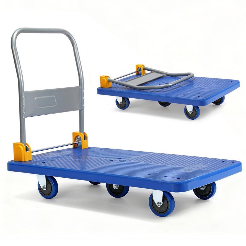 Tatayosi Foldable Push Hand Cart, Platform Truck with 1320 lbs. Weight Capacity, Blue