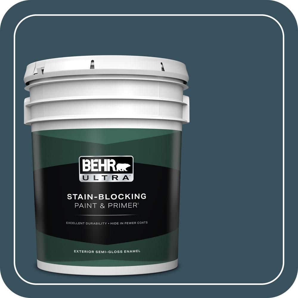 BEHR ULTRA 5 gal. #PPU13-20 Restless Sea Semi-Gloss Enamel Exterior Paint & Primer