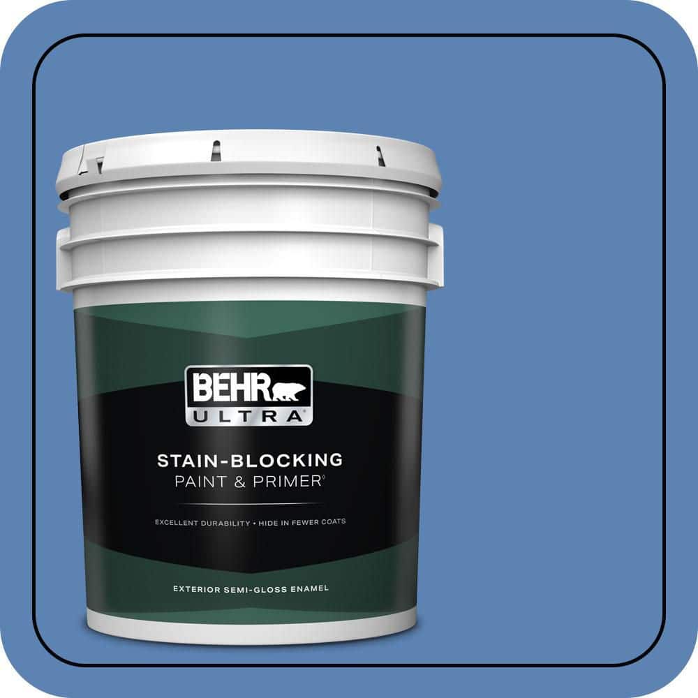 BEHR ULTRA 5 gal. #PPU15-06 Neon Blue Semi-Gloss Enamel Exterior Paint & Primer
