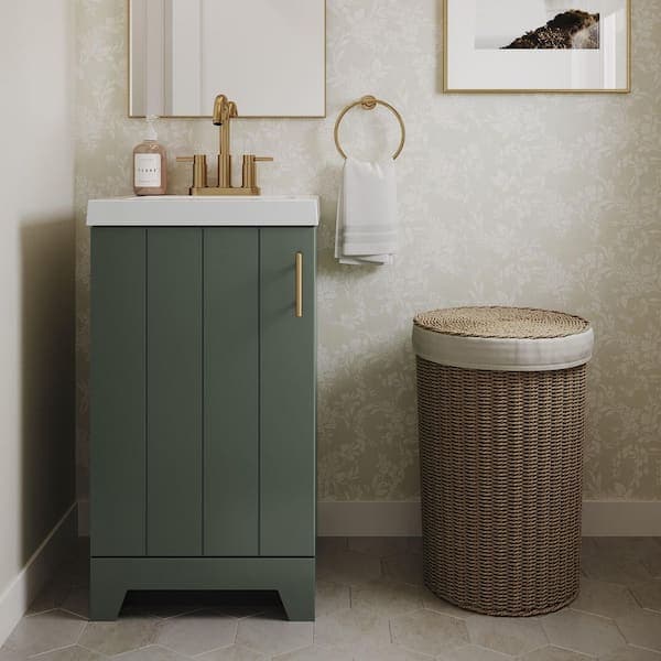 Glacier Bay Fernhill 19 in. Single Sink Freestanding Sage Bathroom Vanity with White Cultured Marble Top (Assembled)
