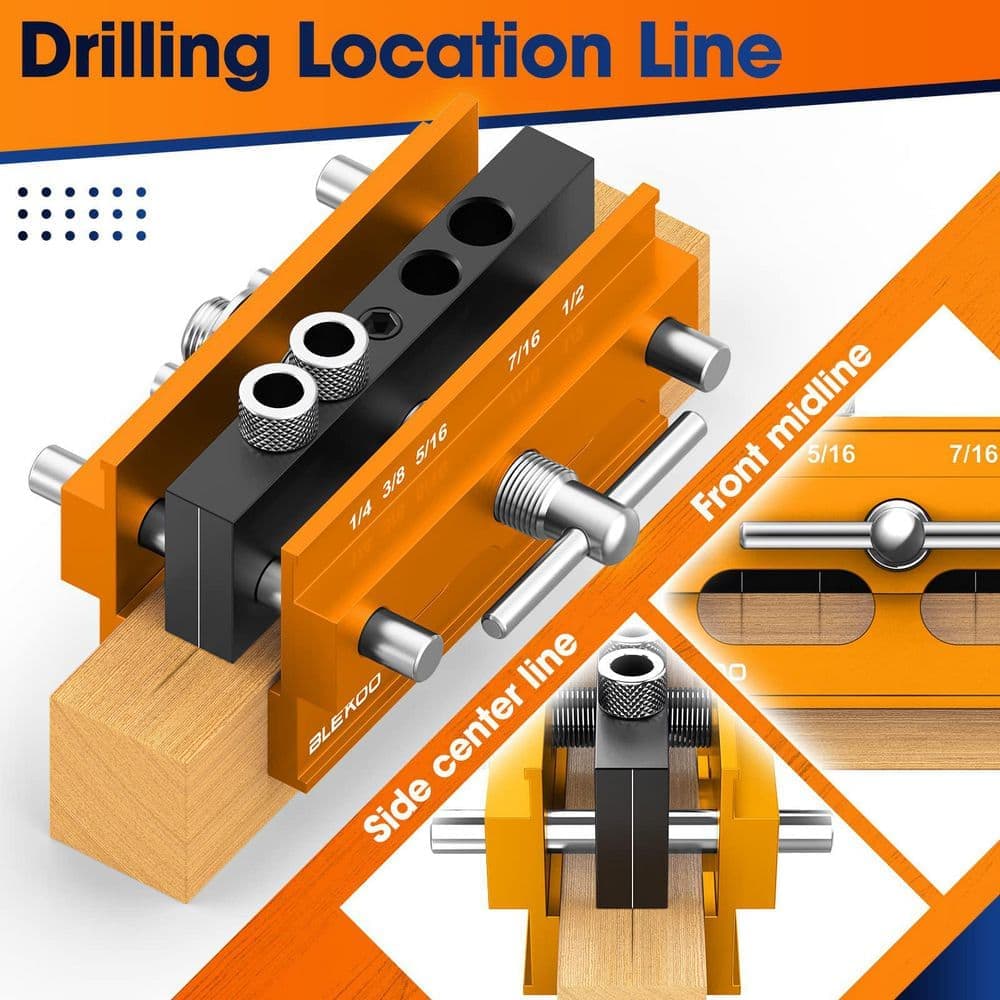 Laybus Gold Adjustable Width Drilling Guide Power Tool Accessory Jigs With 6 Drill Guide Bushings (3)
