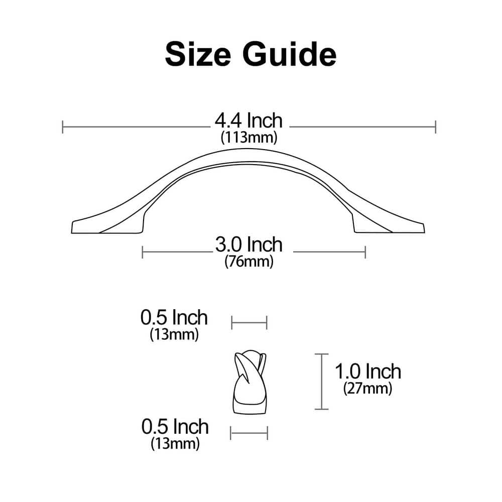 Wudkey 10-Piece 3 in. Hole Center Curved Brushed Satin Nickel Arch Twisted Cabinet Handles for Cabinets and Drawer (2)