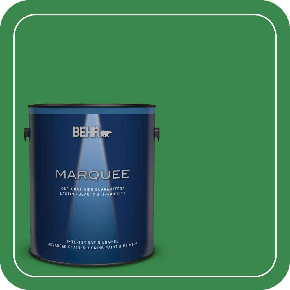 BEHR MARQUEE 1 gal. #P400-7 Paradise of Greenery Satin Enamel Interior Paint & Primer (1)