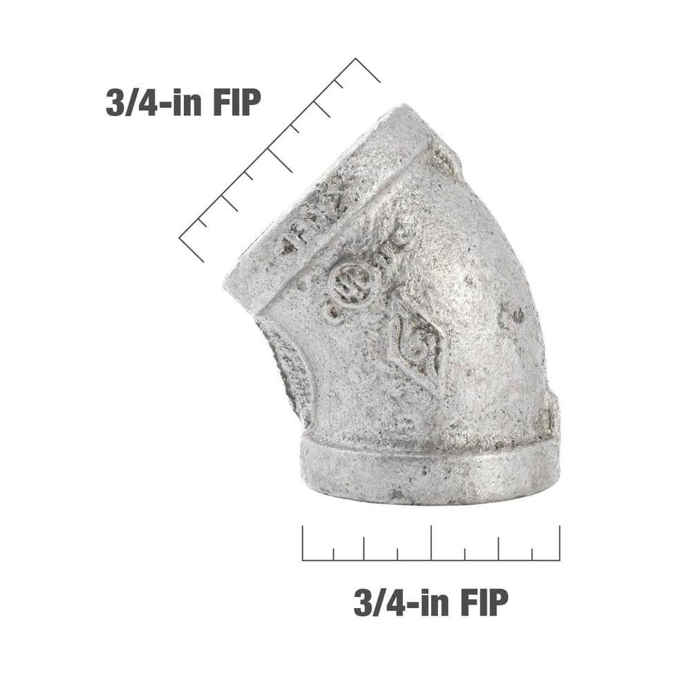 Southland 3/4 in. Galvanized-Malleable Iron 45 Degree FPT x FPT Elbow Fitting (4)