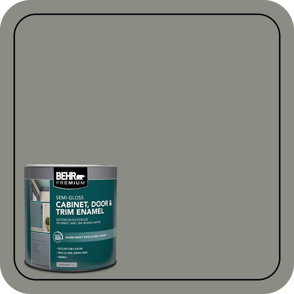 BEHR PREMIUM 1 qt. #N380-5 Naturalist Gray Semi-Gloss Enamel Interior/Exterior Cabinet, Door & Trim Paint (1)